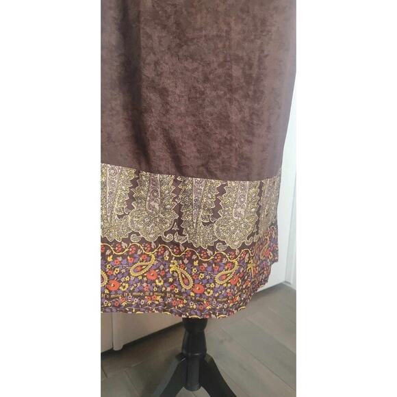 Vintage Handmade Dress Brown w/ Floral Print PeterPan Collar & Ruffled Hem SMALL - Picture 5 of 5